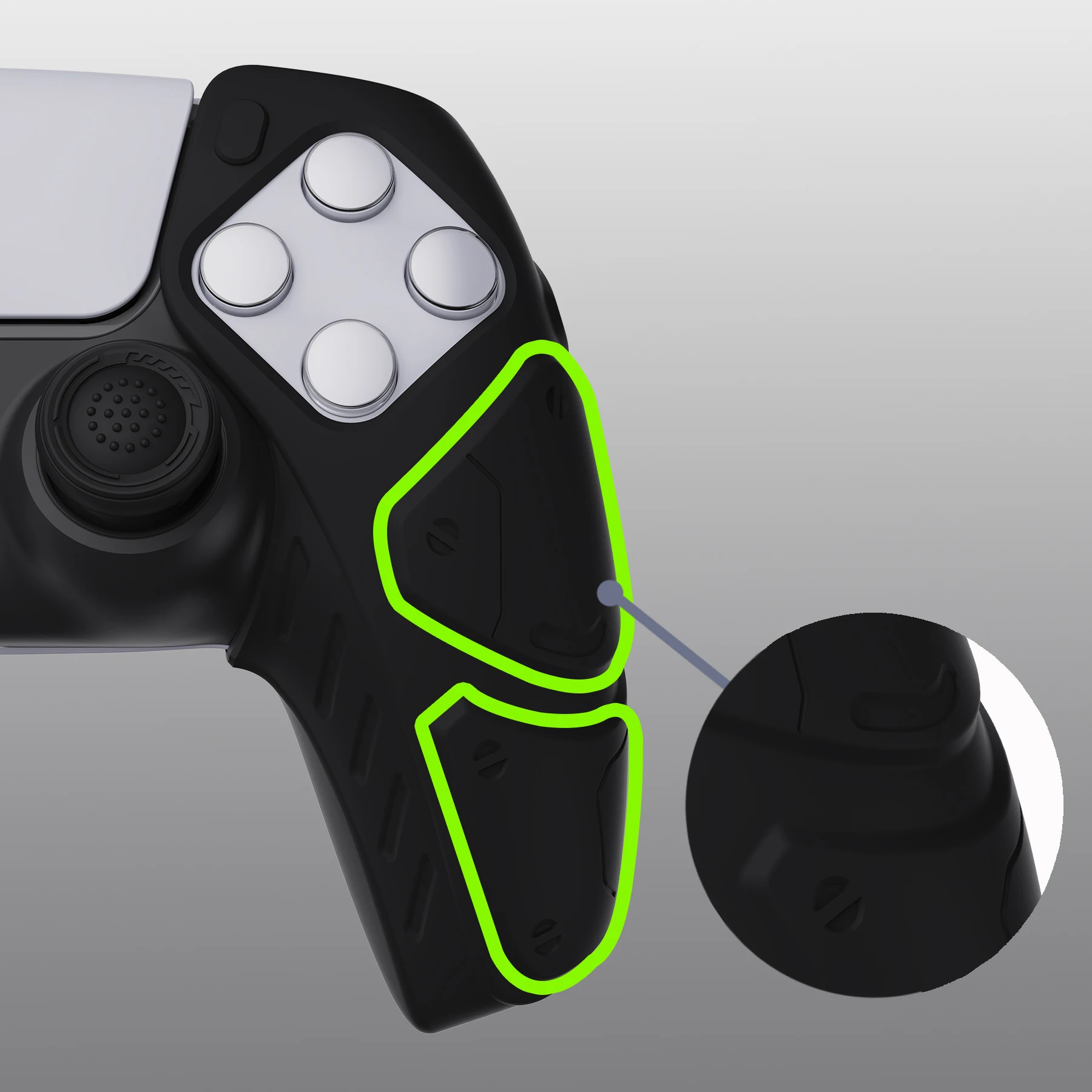 PlayVital Silicone Protective Cover for PS5 Controller, Soft Rubber Grip Case with Thumbstick Caps, Anti-Slip Controller Skin