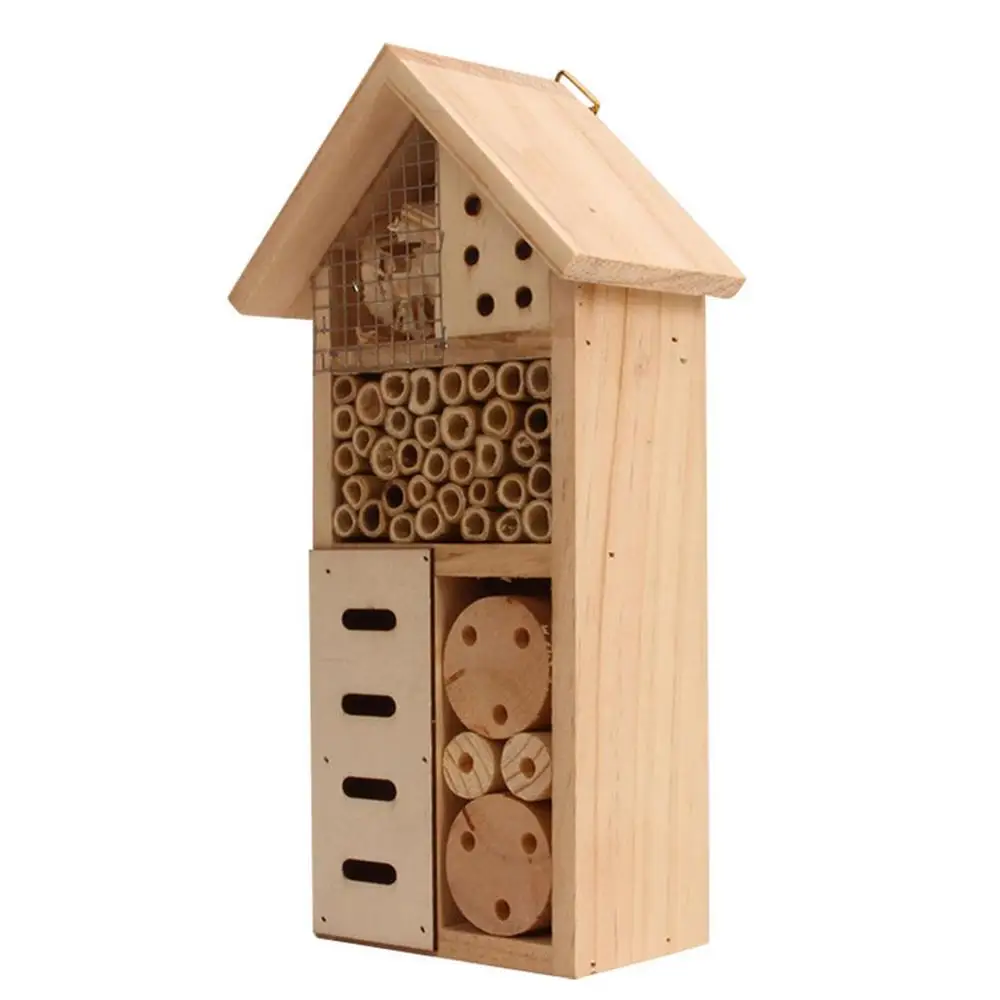 Insect House Wooden Insect Hotel Natural Nesting Habitat Insect Breeding Nest For Outdoor Garden Yard Bee Butterfly