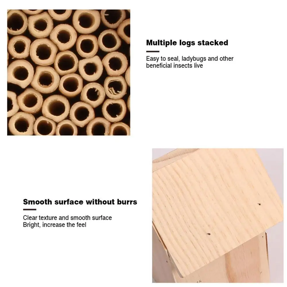 Insect House Wooden Insect Hotel Natural Nesting Habitat Insect Breeding Nest For Outdoor Garden Yard Bee Butterfly
