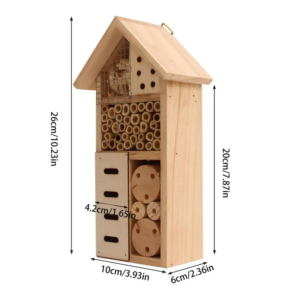 Insect House Wooden Insect Hotel Natural Nesting Habitat Insect Breeding Nest For Outdoor Garden Yard Bee Butterfly