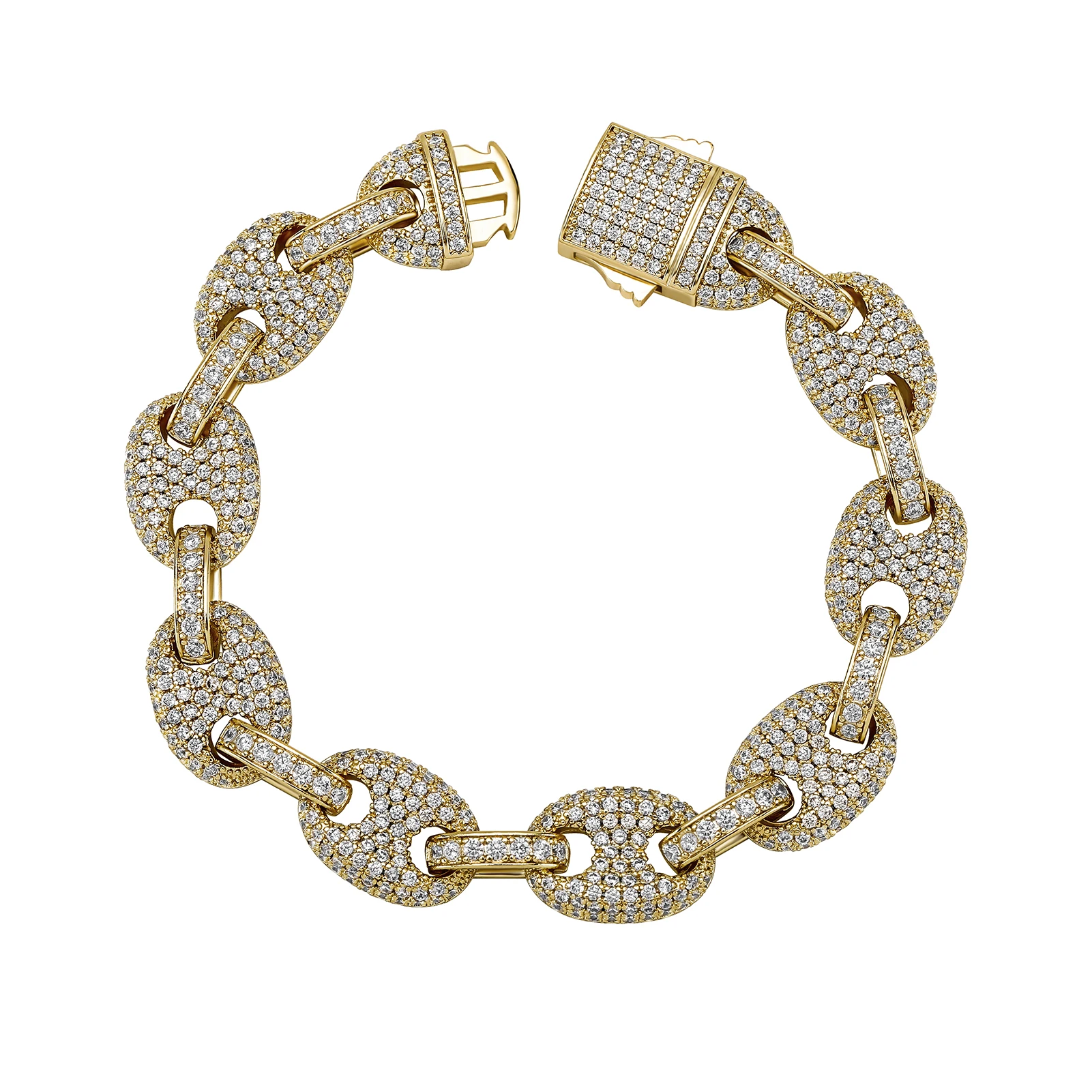 GUCY 12mm Cuban Wide Link Chains Fashion Hip Hop Jewelry Iced Out Bling 5A Cubic Zirconia Paved Women Men Bracelet