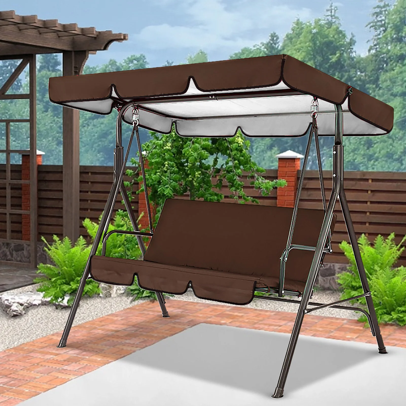 150CM 3 Seater Garden Swing Cushion 5 Colors Waterproof Dustproof Chair Replacement Canopy Spare Fabric Cover Dust Covers