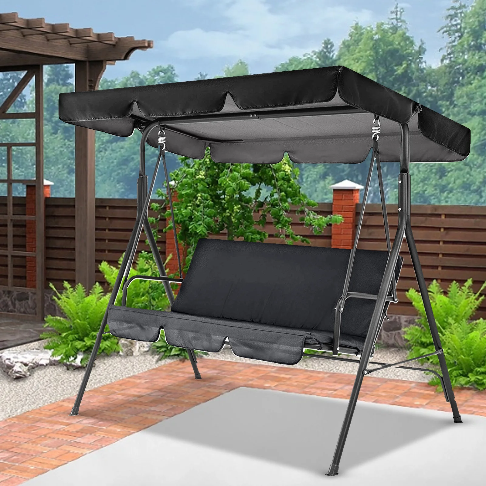 150CM 3 Seater Garden Swing Cushion 5 Colors Waterproof Dustproof Chair Replacement Canopy Spare Fabric Cover Dust Covers
