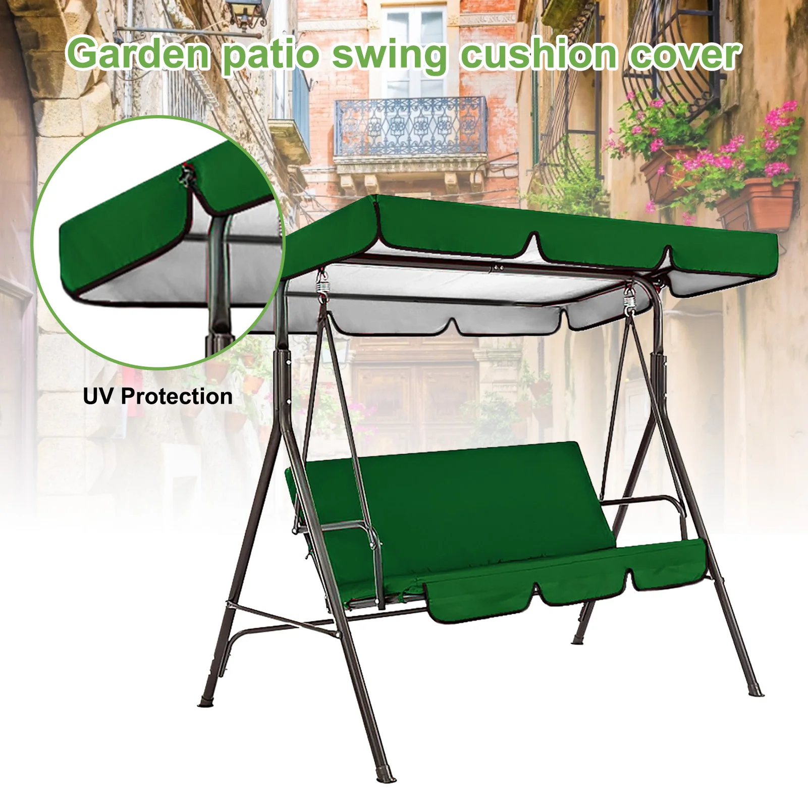 150CM 3 Seater Garden Swing Cushion 5 Colors Waterproof Dustproof Chair Replacement Canopy Spare Fabric Cover Dust Covers