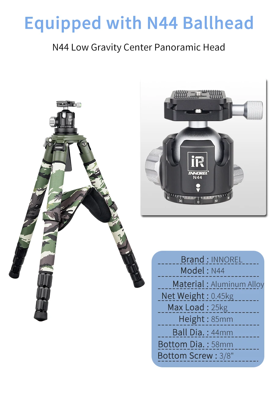 LT364CG Camouflage Carbon Fiber Tripod for Canon Nikon DSLR Camera Professional Birdwatching Heavy Duty Camera Stand 35kg load