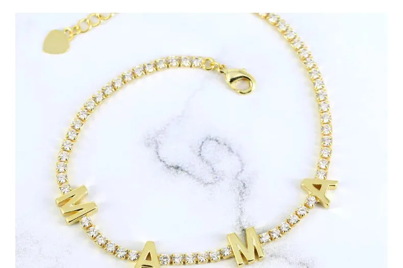 Zirconia Initial Letters Bracelet Tennis Bracelet AAA CZ Row Cubic for Men Women Custom Name Hip Hop Jewelry