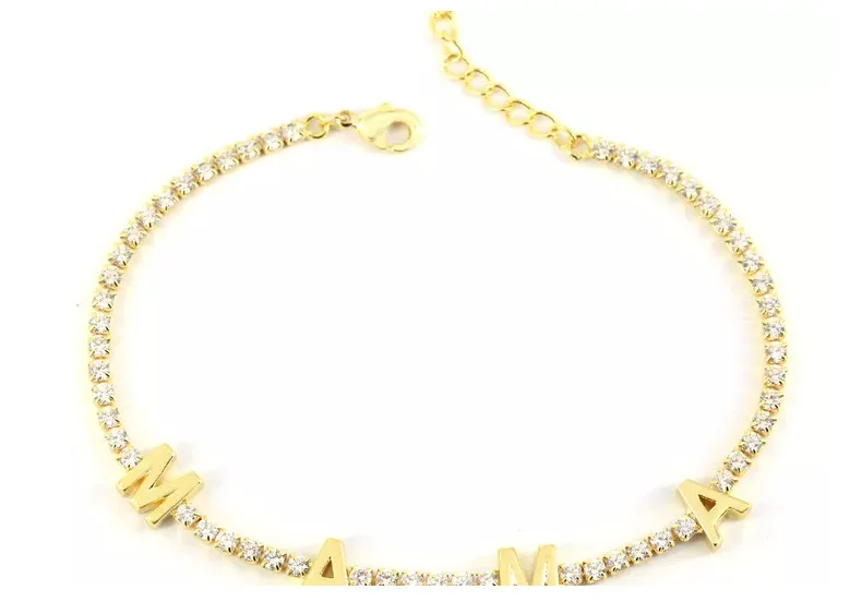 Zirconia Initial Letters Bracelet Tennis Bracelet AAA CZ Row Cubic for Men Women Custom Name Hip Hop Jewelry