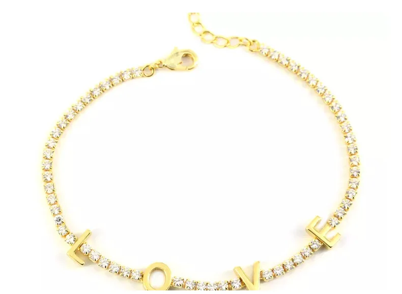 Zirconia Initial Letters Bracelet Tennis Bracelet AAA CZ Row Cubic for Men Women Custom Name Hip Hop Jewelry