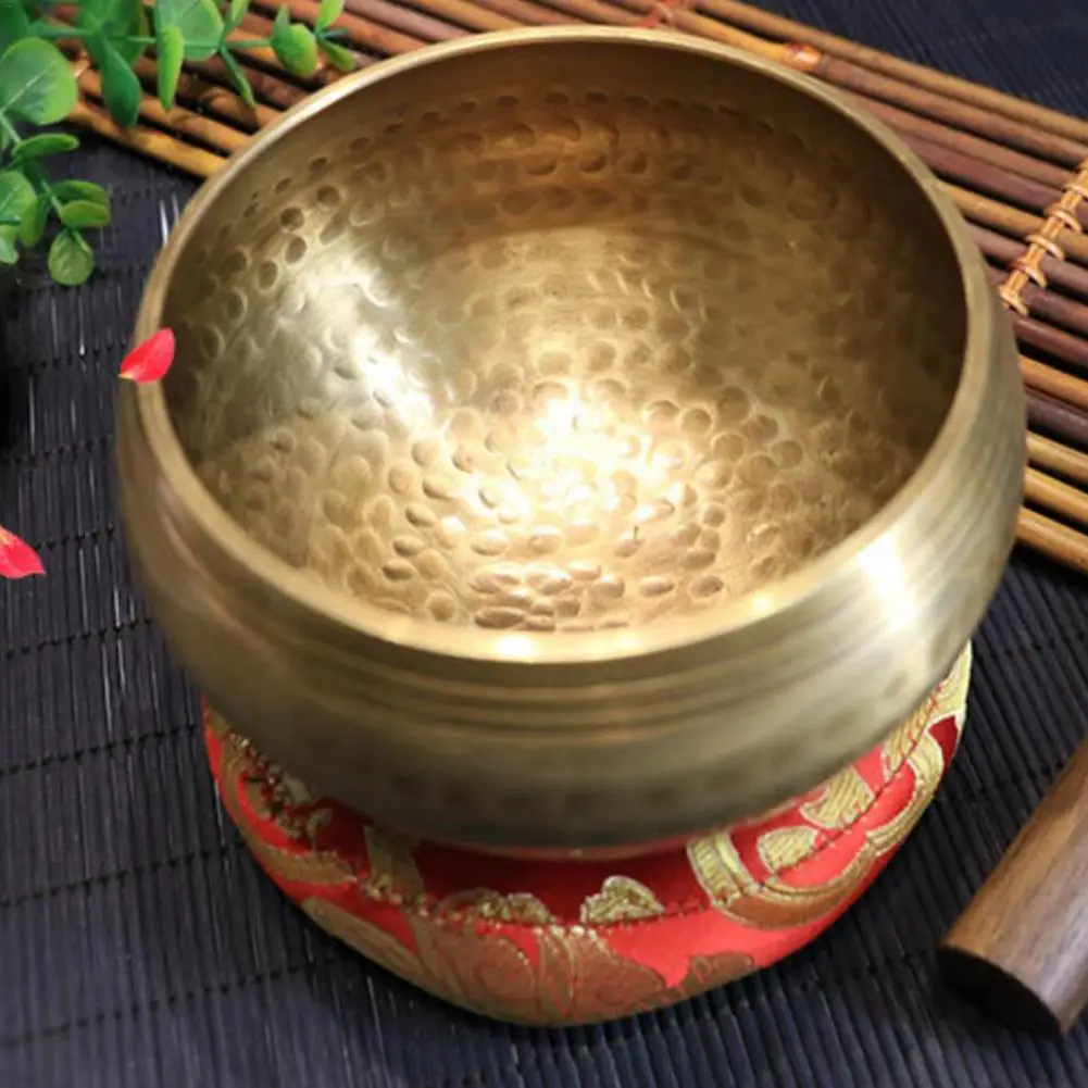 Tibetan Singing Bowls Meditation Sound Bowl Heavenly Tone For Healing And Mindful Wooden Mallet Hand-Sewn Cushion Bowl Set F
