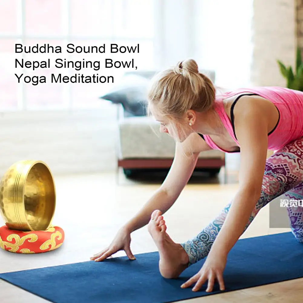 Tibetan Singing Bowls Meditation Sound Bowl Heavenly Tone For Healing And Mindful Wooden Mallet Hand-Sewn Cushion Bowl Set F