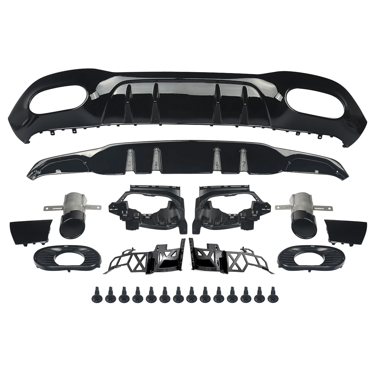 Rear Diffuser Lip For Mercedes Benz W177 A35 AMG Line Style 2018+ Back Bumper Spoiler Splitter With Exhaust Pipe Tips A200 A180
