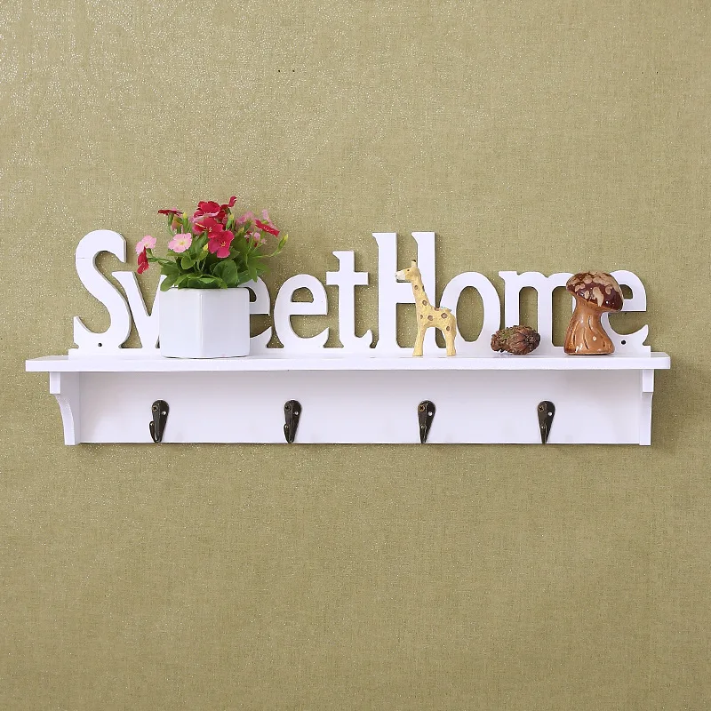 1Pc Carved Hollow Wood Wall Hanging Rack Shelf Shelve Holder Storage Home Decor Storage Holders & Racks
