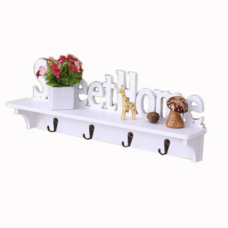 1Pc Carved Hollow Wood Wall Hanging Rack Shelf Shelve Holder Storage Home Decor Storage Holders & Racks