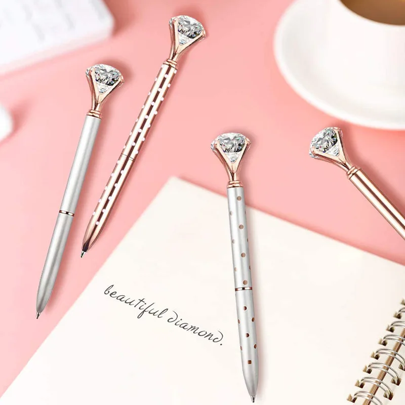 1.0mm Metal Nib Rhinestone Pen Ball Point Pen Crystal Diamond Ballpoint Pen Bling Metal Pen Office Supplies Student Stationery