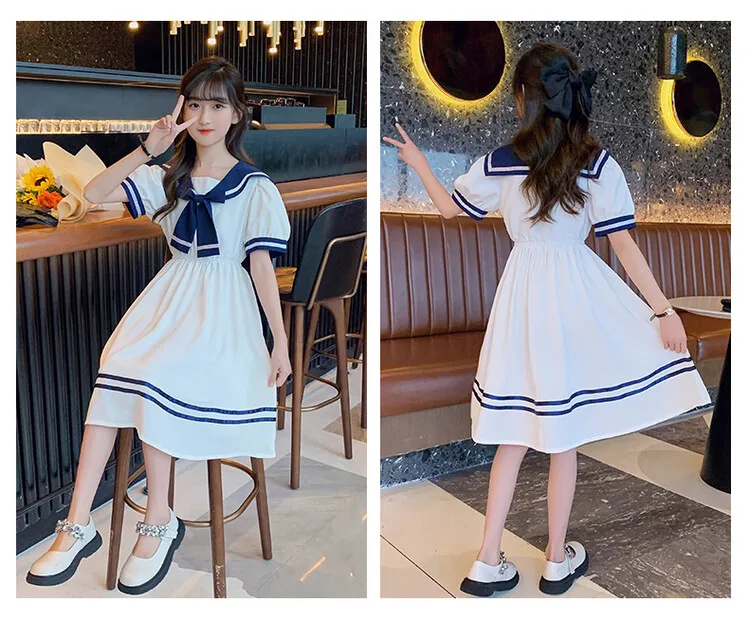 Girls School Dress Summer Dresses for Kids Costume Preppy Style School Teenagers Children Clothes Vestidos Dresses