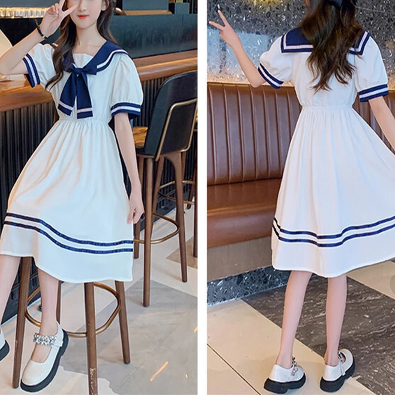 Girls School Dress Summer Dresses for Kids Costume Preppy Style School Teenagers Children Clothes Vestidos Dresses