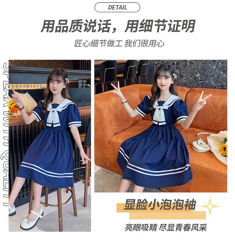 Girls School Dress Summer Dresses for Kids Costume Preppy Style School Teenagers Children Clothes Vestidos Dresses