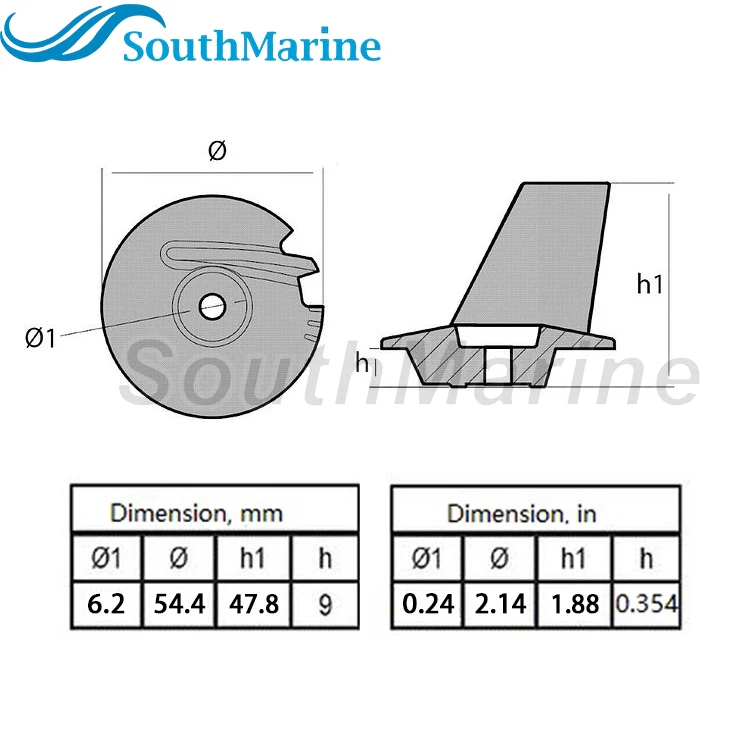 Boat Egnine 3V1-60217-0 3V1602170 853762T01 Trim Tab Anode for Tohatsu Nissan Mercury Evinrude Johnson 6/8/9.8/9.9/15/18/20HP