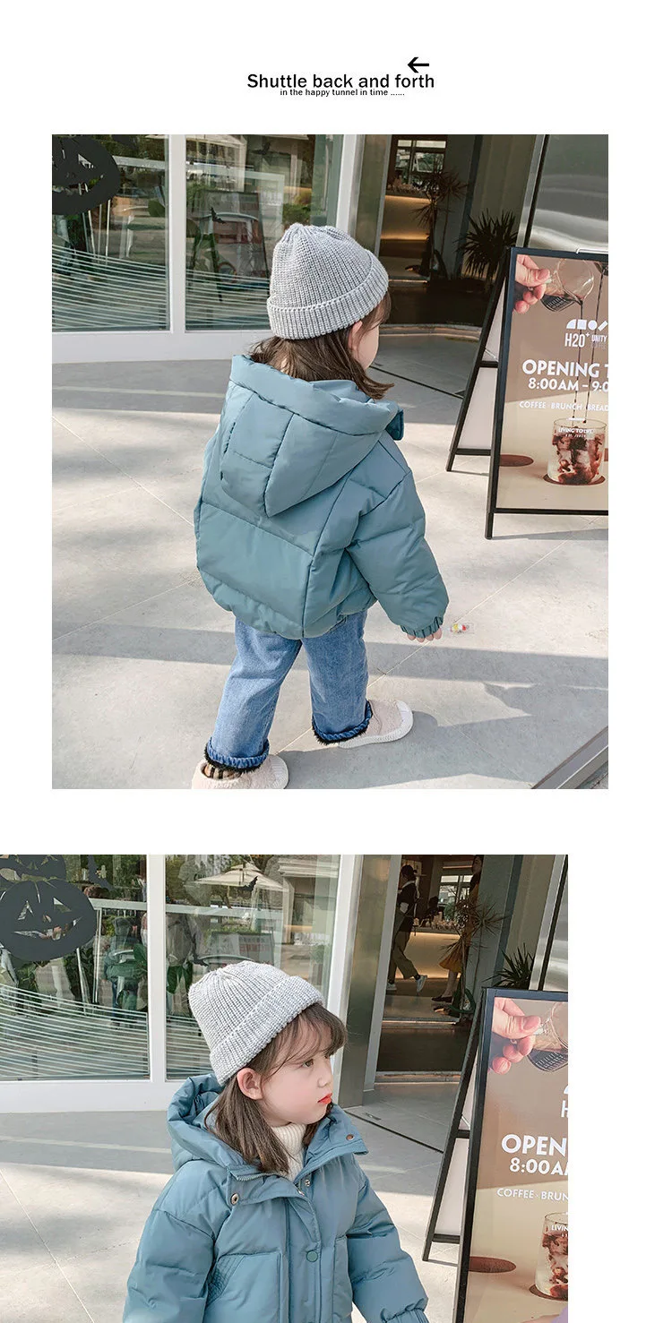 Children's Thick Padded Coat Winter Baby Boys Girls Cotton-padded Parka & Coats Thicken Warm Long Jackets Toddler Kids Outerwear