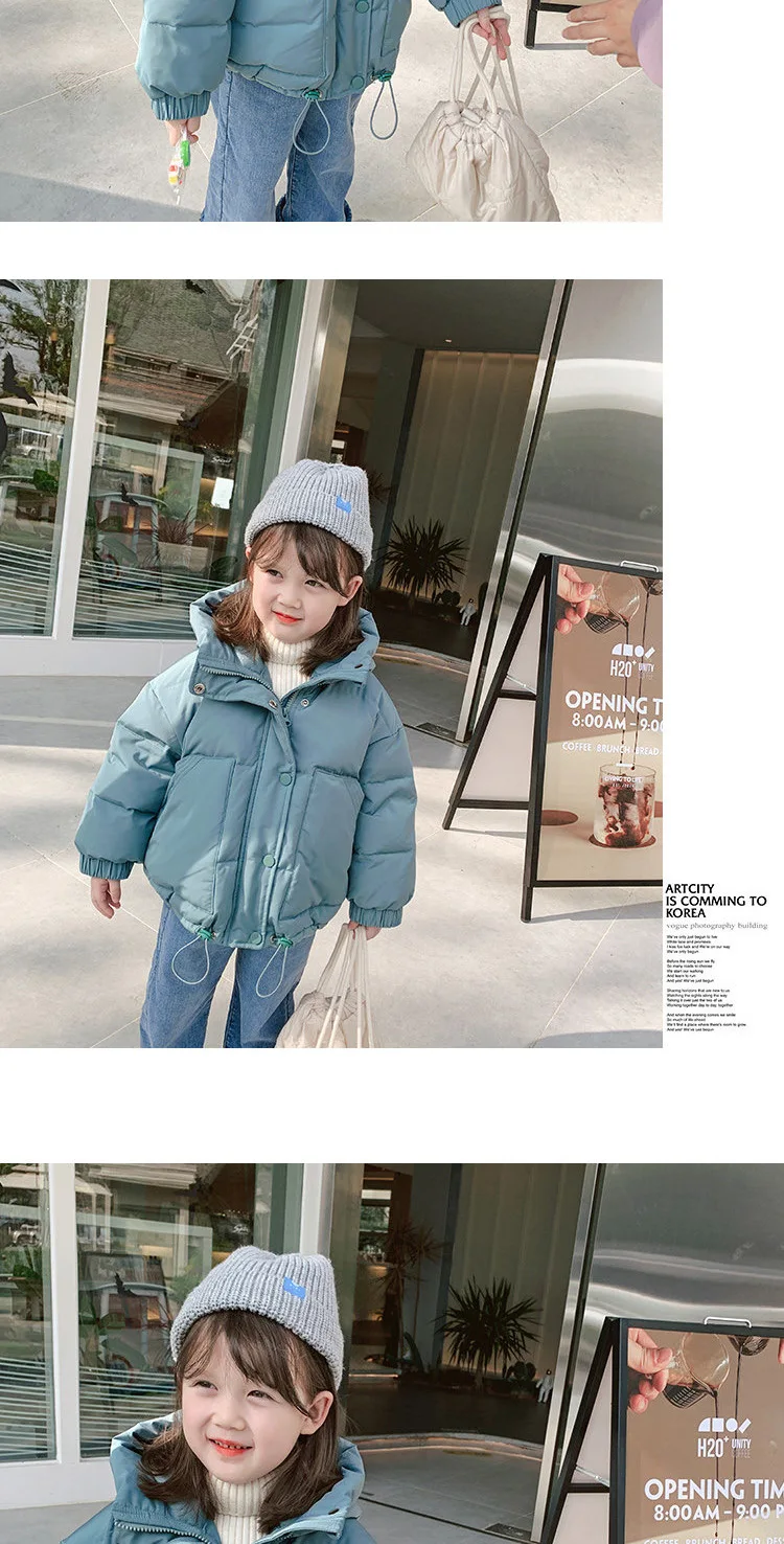 Children's Thick Padded Coat Winter Baby Boys Girls Cotton-padded Parka & Coats Thicken Warm Long Jackets Toddler Kids Outerwear