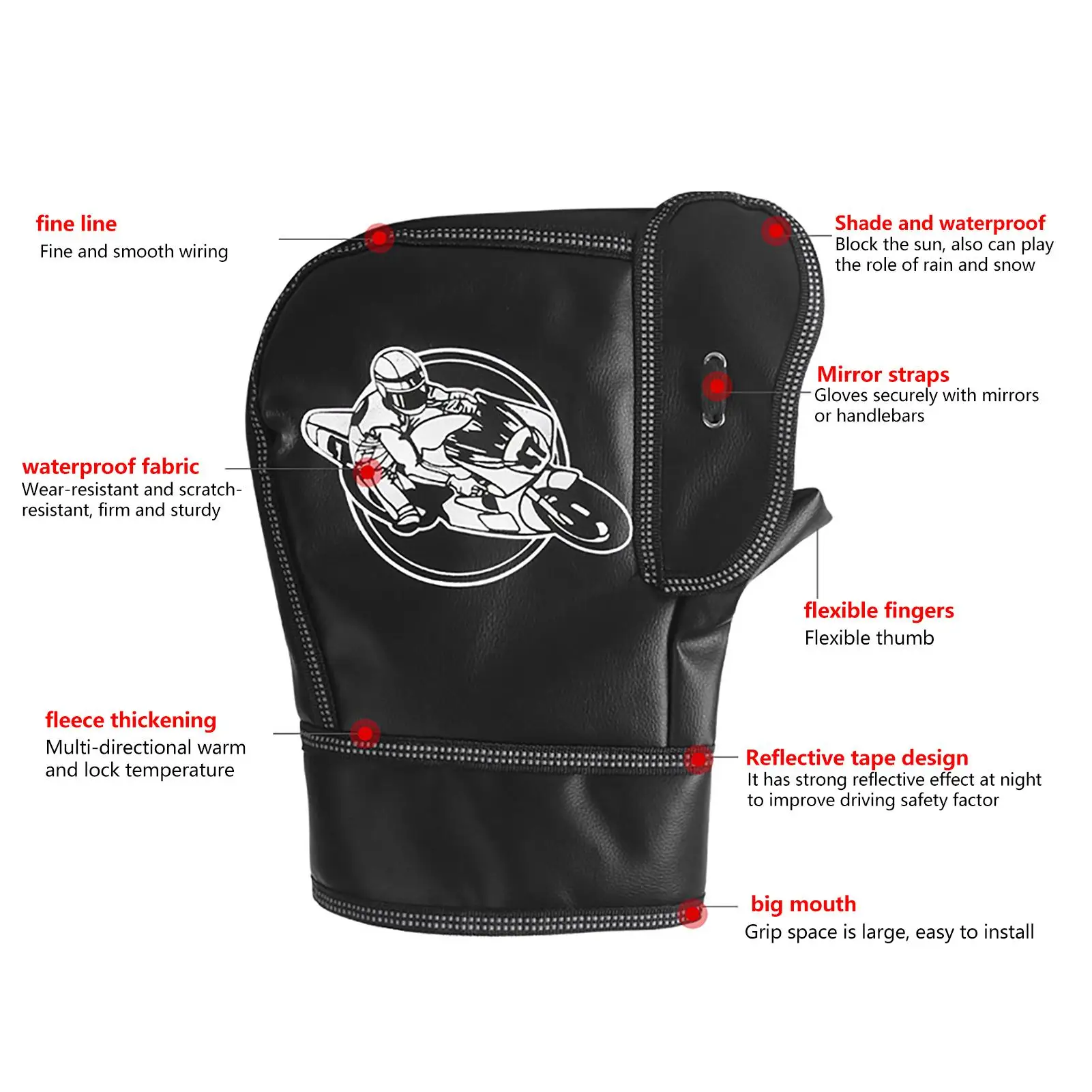 Motorcycle Handlebar Muffs Thickened Snowmobile Hand Warmers Waterproof Windproof Winter Warm Gloves Handlebar Muff For