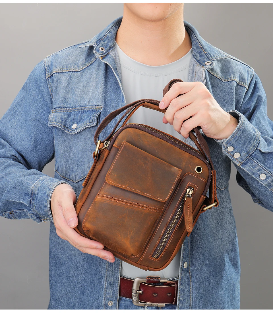 WESTAL Crazy Horse Leather Shoulder Bags for Men Crossbody Bags Purse My Order USB Charging Messenger Bags Leather Handbags Man