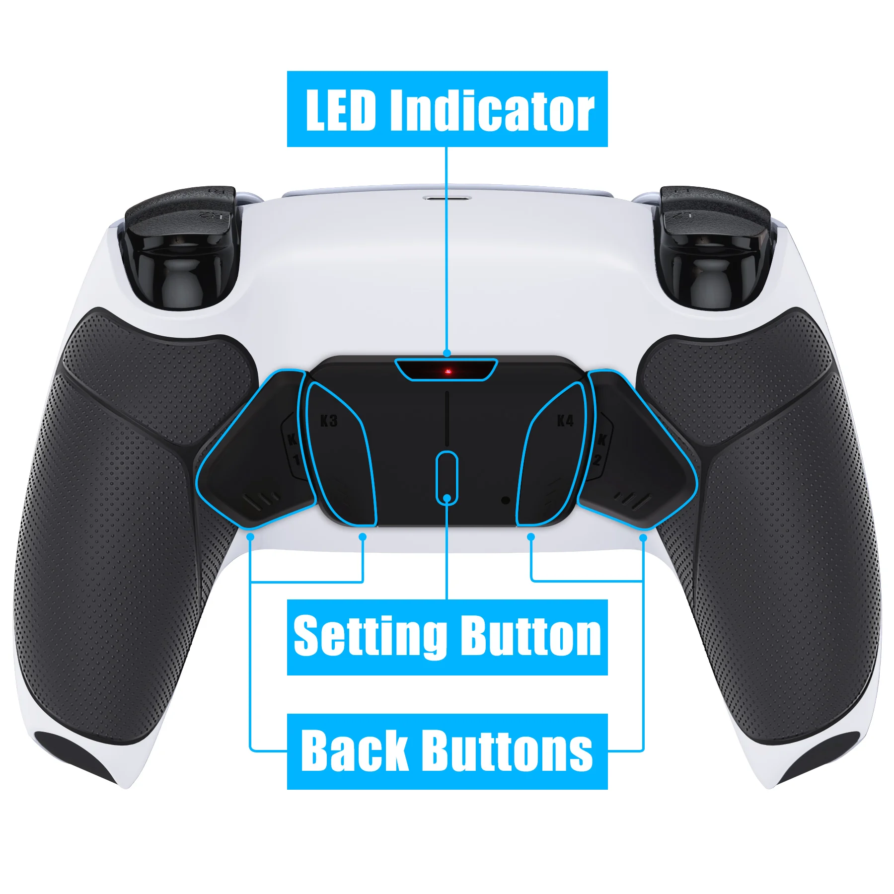 eXtremeRate Rubberized Grip Programable RISE4 Remap Kit for PS5 Controller BDM-010 & BDM-020, Board & Back Shell & Back Buttons