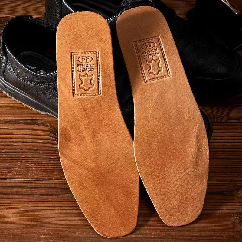 Genuine Leather Thickened Insoles Men Women Comfortable deodorant Sweat-Absorbing Breathable Cowhide Insoles Shoes Pads 36-45
