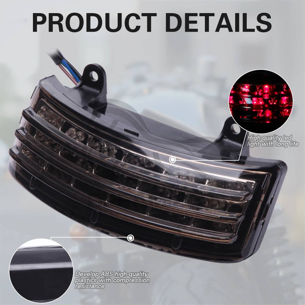 Smoke Tri-Bar LED Rear Tail Brake Fender Lights Running Turn Signal Lamps Motorcycles Taillight for Harley Touring Street Glide