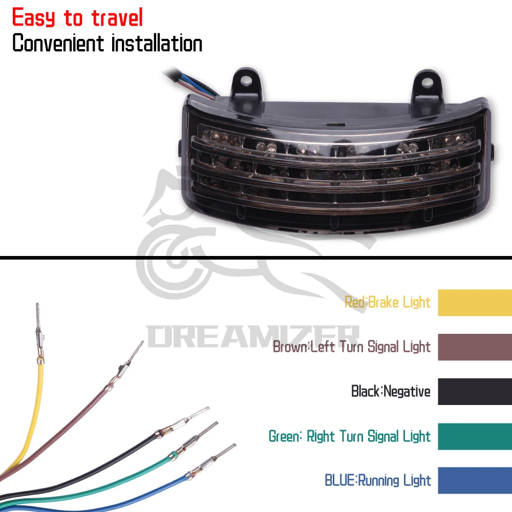 Smoke Tri-Bar LED Rear Tail Brake Fender Lights Running Turn Signal Lamps Motorcycles Taillight for Harley Touring Street Glide