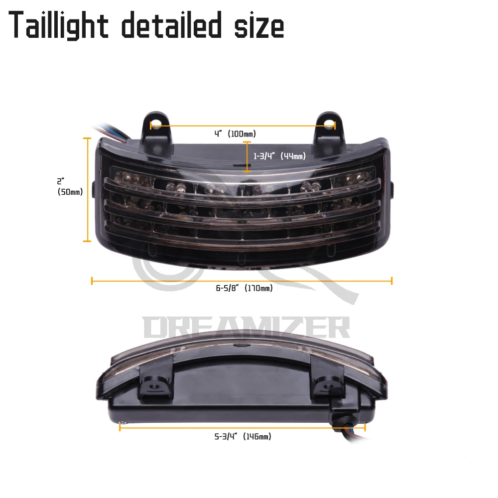 Smoke Tri-Bar LED Rear Tail Brake Fender Lights Running Turn Signal Lamps Motorcycles Taillight for Harley Touring Street Glide