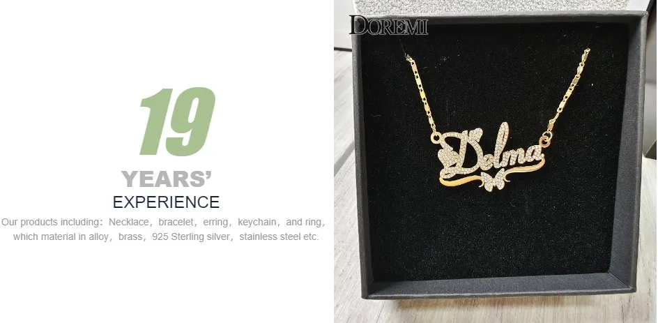 DOREMI Butterfly Pendant Letters Necklace for Women Stainlesss Custom Chain Jewelry Children Personalized