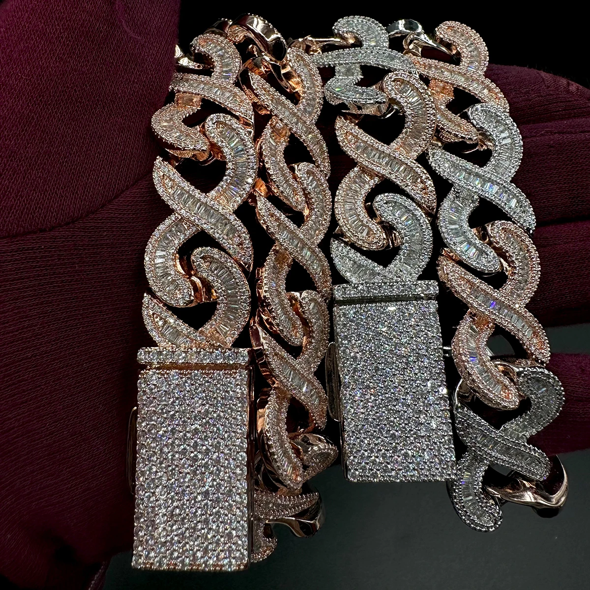 Aokaishen 20MM Baguette Choker Necklace for Men 8 Cuban Link Chain Micro Pave Cubic Zirconia Hip Hop Jewelry