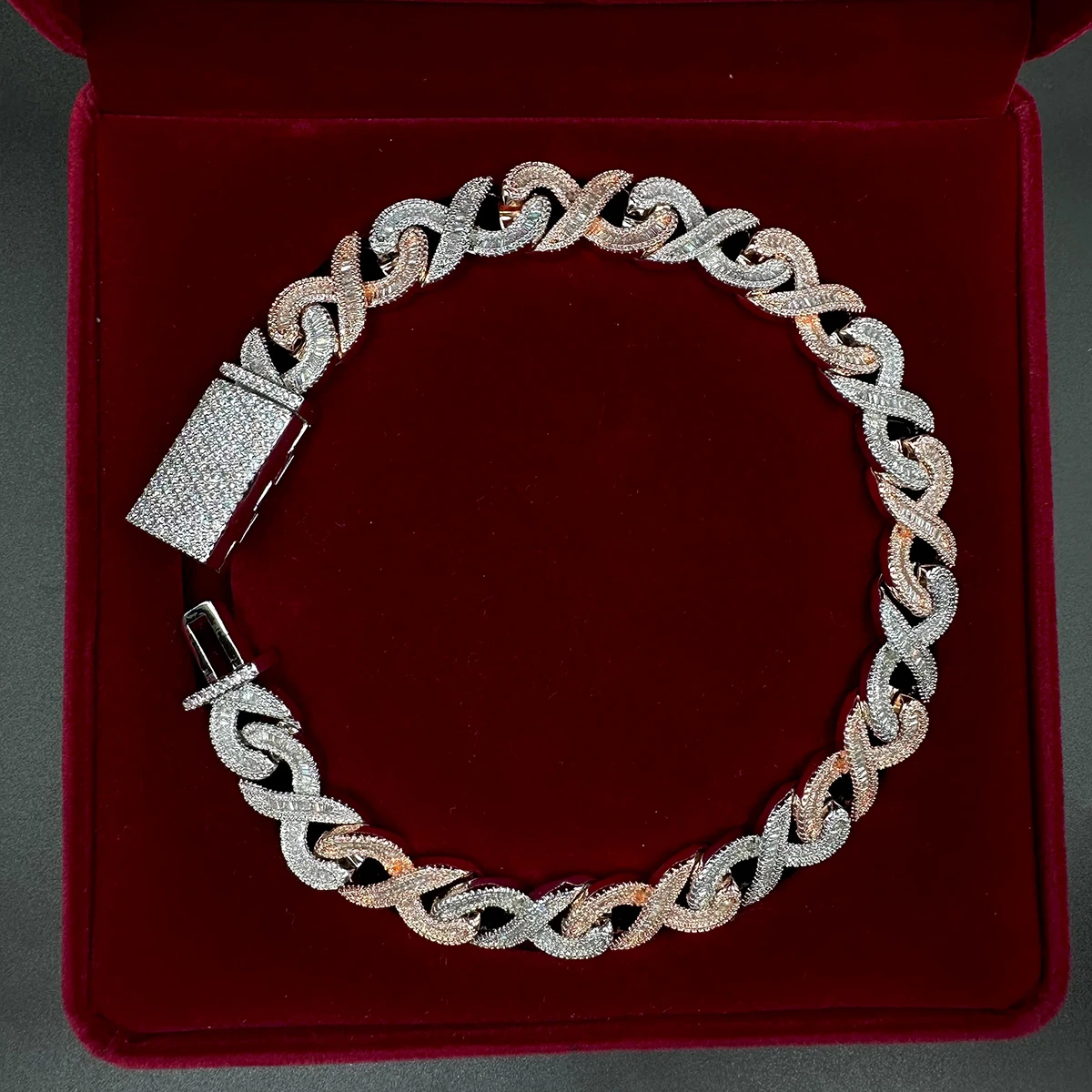 Aokaishen 20MM Baguette Choker Necklace for Men 8 Cuban Link Chain Micro Pave Cubic Zirconia Hip Hop Jewelry