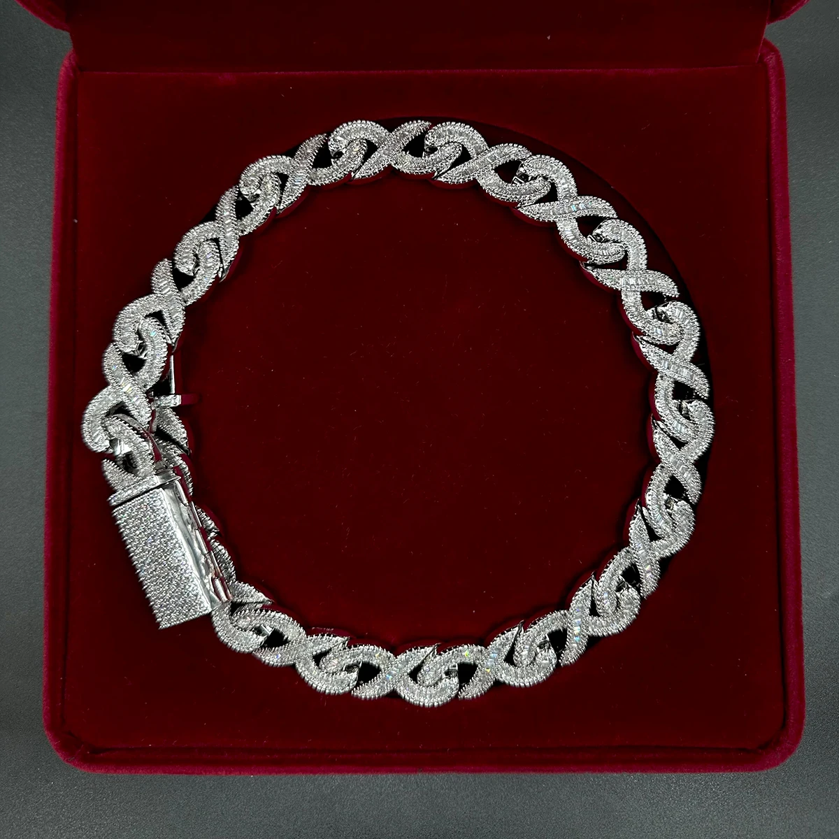 Aokaishen 20MM Baguette Choker Necklace for Men 8 Cuban Link Chain Micro Pave Cubic Zirconia Hip Hop Jewelry