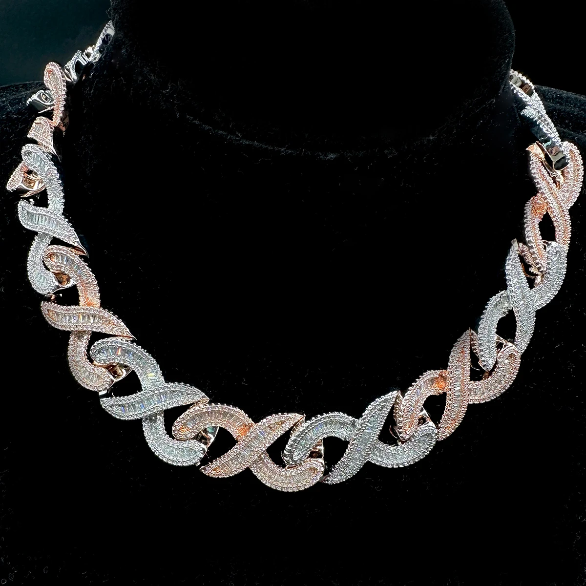 Aokaishen 20MM Baguette Choker Necklace for Men 8 Cuban Link Chain Micro Pave Cubic Zirconia Hip Hop Jewelry