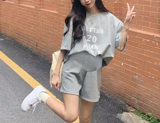 Pregnant Women's Summer Set Loose Top Shorts Casual Sports Two Piece Suit Sleepwear Maternity Clothes Top + shorts Maternity Set