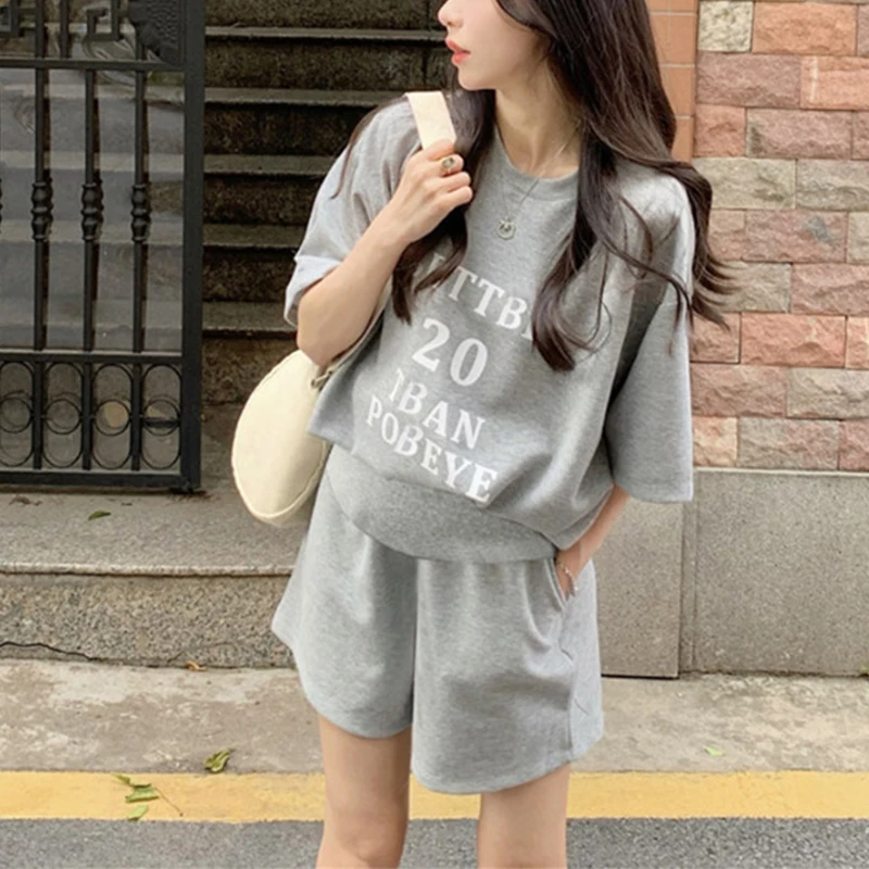 Pregnant Women's Summer Set Loose Top Shorts Casual Sports Two Piece Suit Sleepwear Maternity Clothes Top + shorts Maternity Set