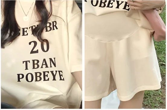 Pregnant Women's Summer Set Loose Top Shorts Casual Sports Two Piece Suit Sleepwear Maternity Clothes Top + shorts Maternity Set