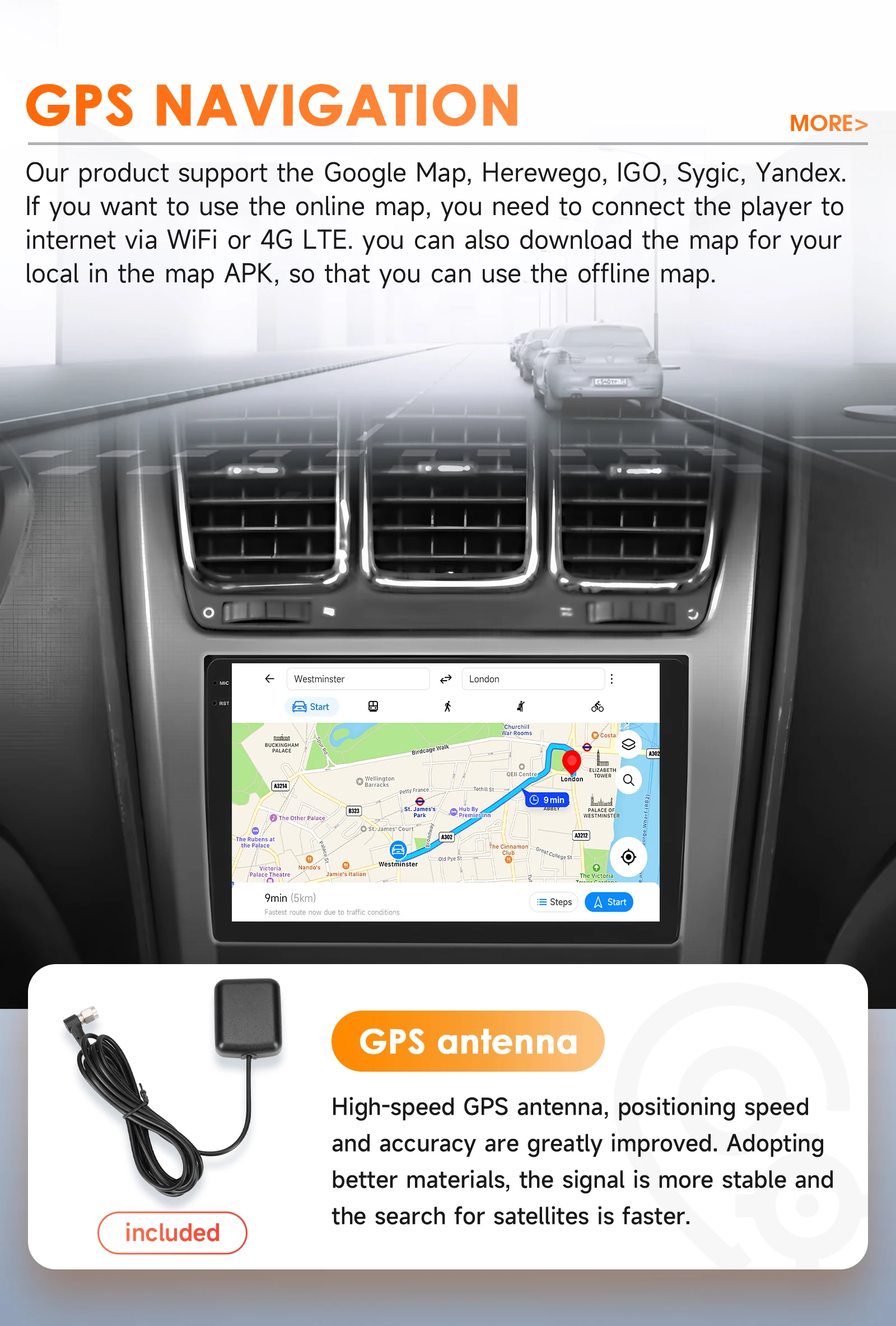 Hizpo Android Car Radio Stereo for Chevrolet Silverado GMC Sierra Impala Traverse Avalanche Yukon Acadia Savana GPS Multimedia