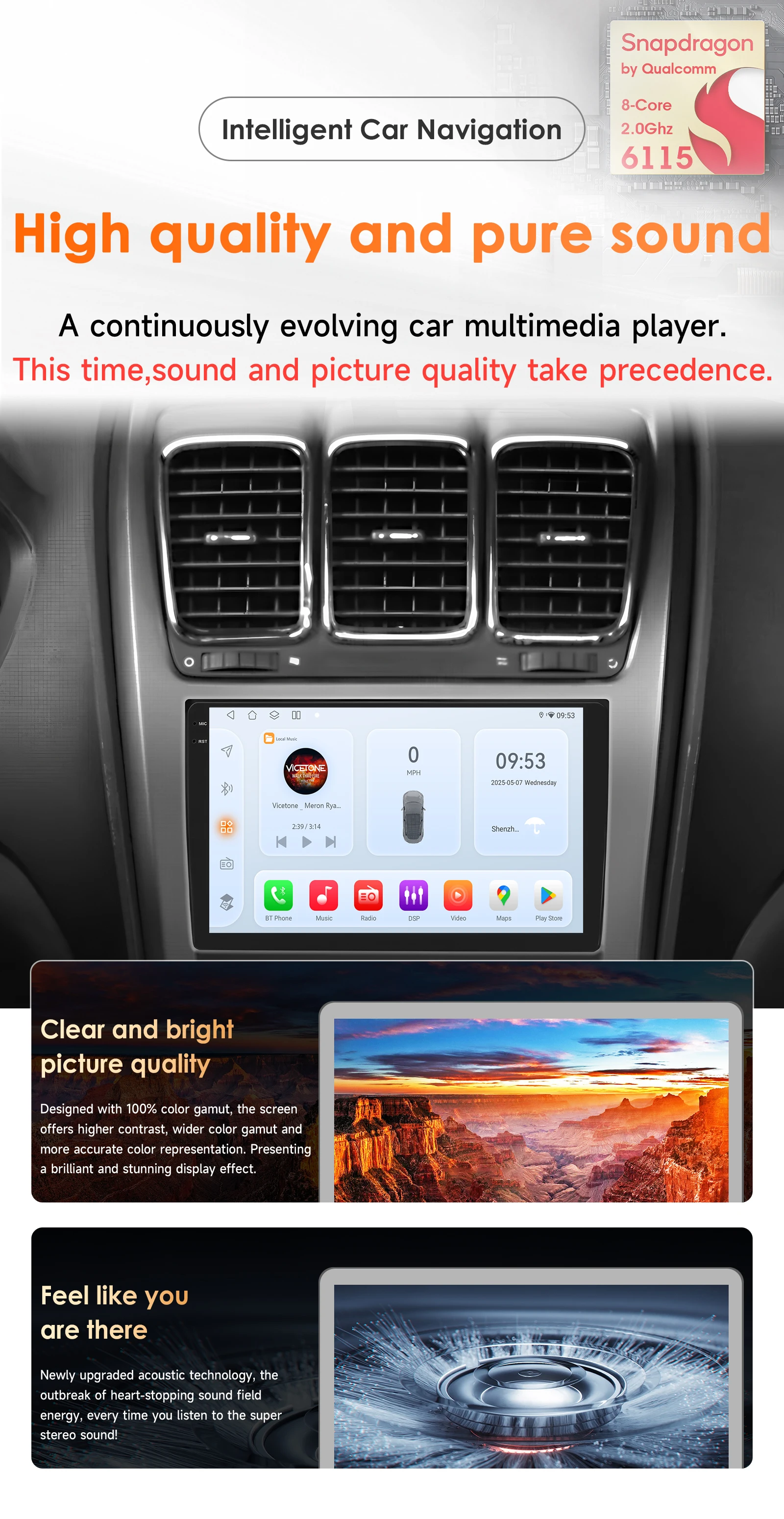 Hizpo Android Car Radio Stereo for Chevrolet Silverado GMC Sierra Impala Traverse Avalanche Yukon Acadia Savana GPS Multimedia