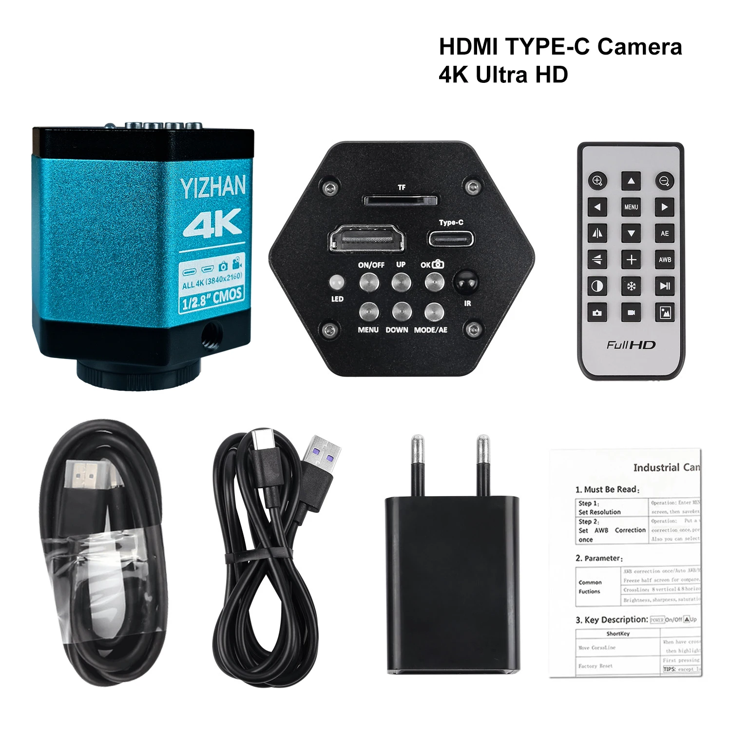 Yizhan 4K 48MP HDMI VGA USB Industrial Video Microscope For PCB Soldering 1080P HD Digital Camera 1-150X Zoom C Mount Lens 2K