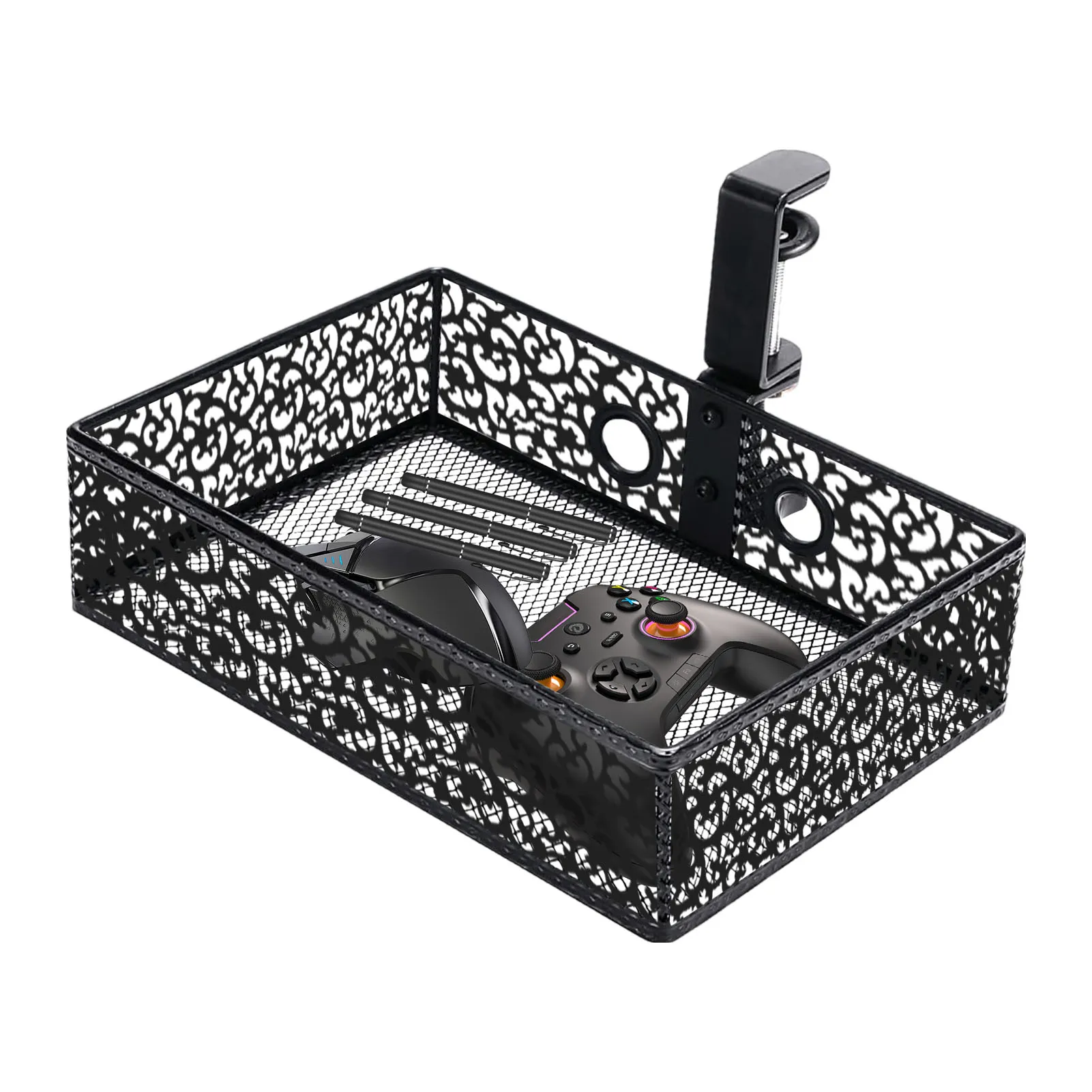 Under Desk Drawer Organizer Clamp-On Desk Side Storage 360 Degrees Rotary Desk Side Storage Pen Drawers Table Management Tray