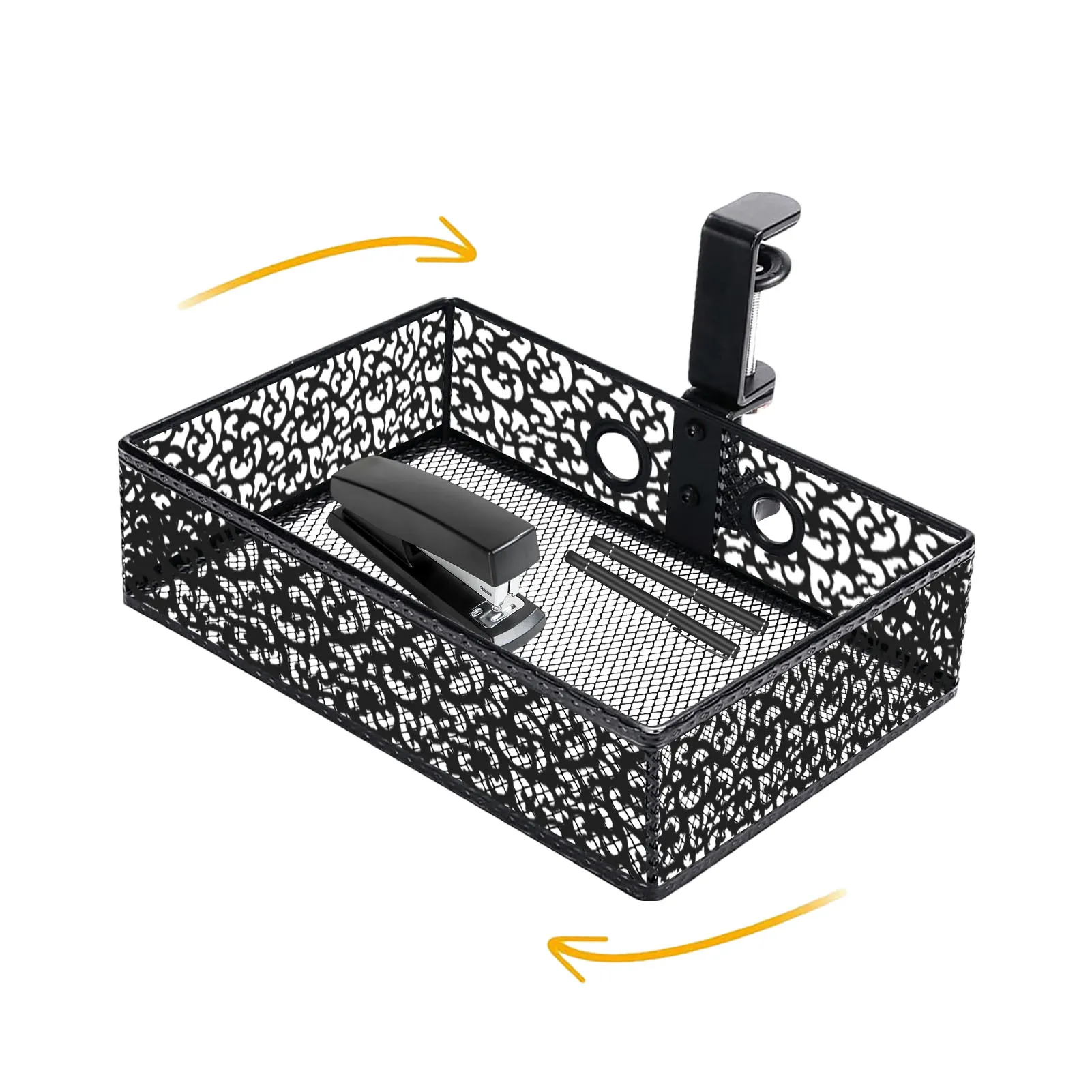 Under Desk Drawer Organizer Clamp-On Desk Side Storage 360 Degrees Rotary Desk Side Storage Pen Drawers Table Management Tray