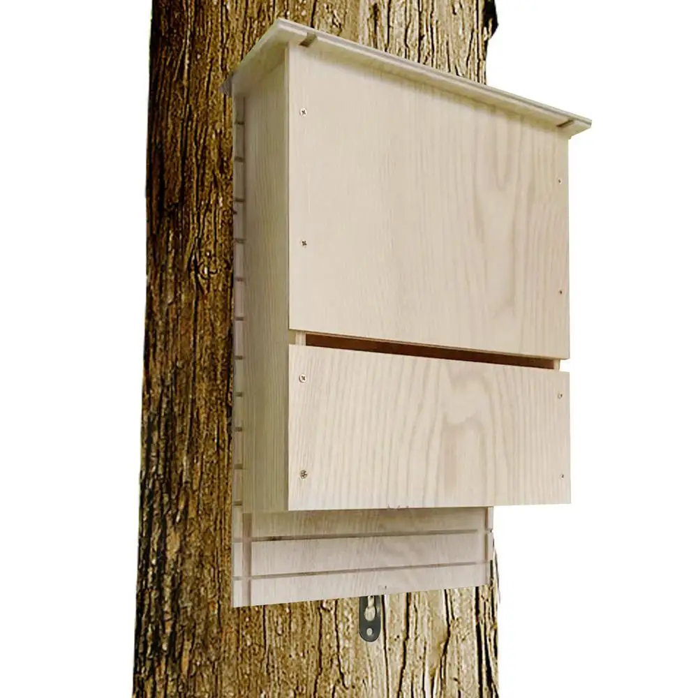Outside Bat Habitat House Wood Shelter For Bat Colony Reusable Bat Box House Wooden Decoration For Hibernation Wooden Bat Nest