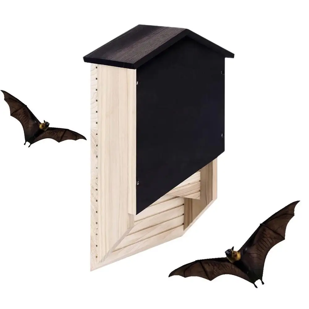 Outside Bat Habitat House Wood Shelter For Bat Colony Reusable Bat Box House Wooden Decoration For Hibernation Wooden Bat Nest