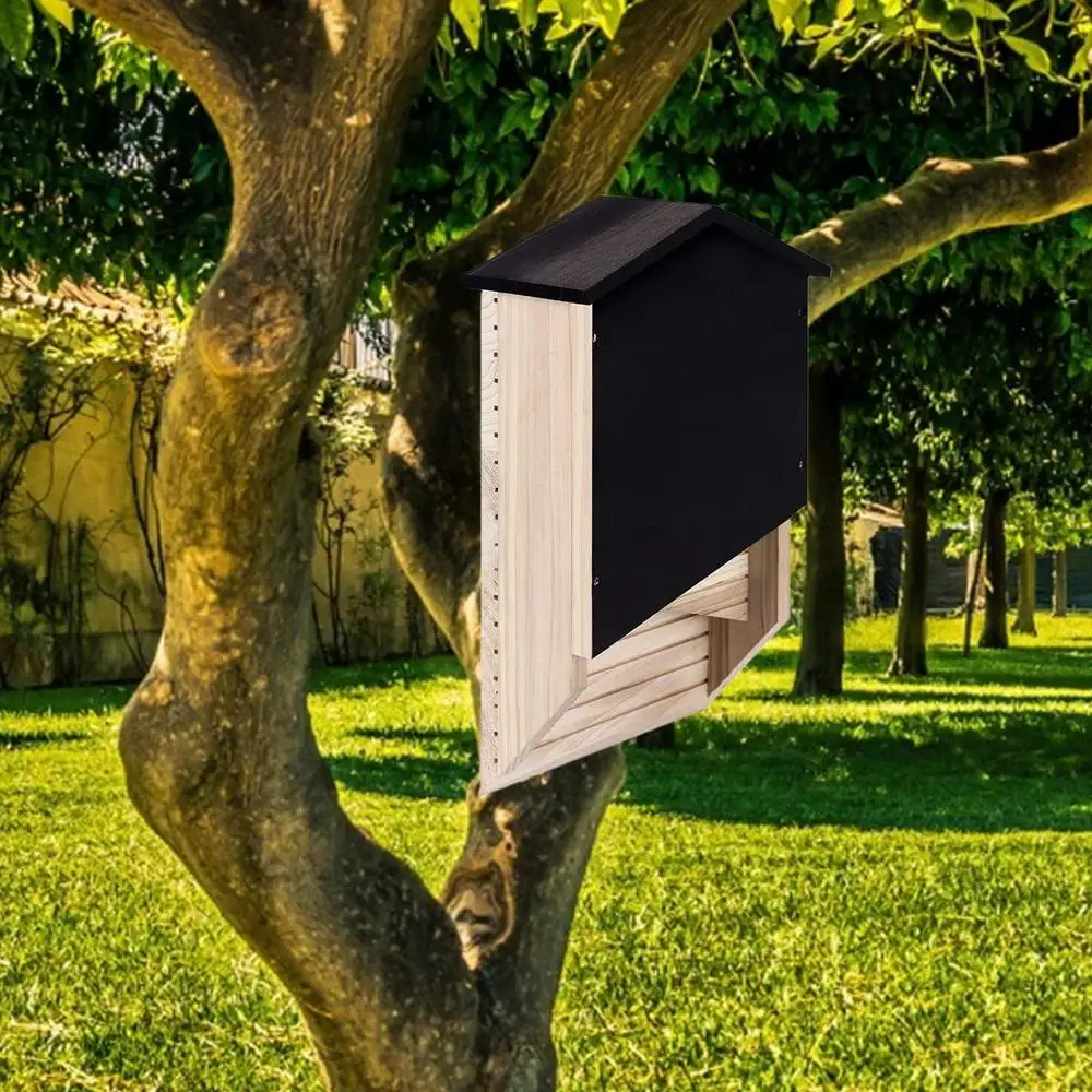 Outside Bat Habitat House Wood Shelter For Bat Colony Reusable Bat Box House Wooden Decoration For Hibernation Wooden Bat Nest