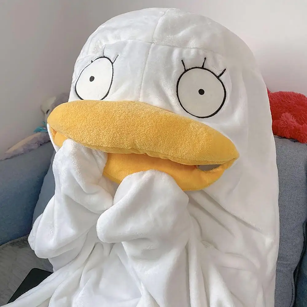 Super Long Flannel Blanket Duck Onesie Pajamas for Adult Winter Hoodies Sweatshirt Pullover Fleece TV Blanket Cosplay Costume