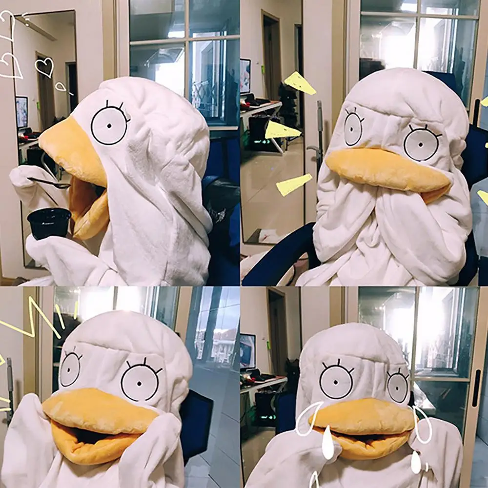 Super Long Flannel Blanket Duck Onesie Pajamas for Adult Winter Hoodies Sweatshirt Pullover Fleece TV Blanket Cosplay Costume