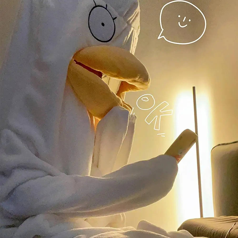 Super Long Flannel Blanket Duck Onesie Pajamas for Adult Winter Hoodies Sweatshirt Pullover Fleece TV Blanket Cosplay Costume
